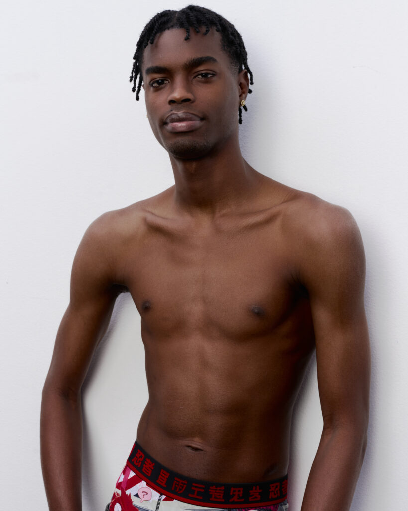 Abou, male model represented by Idée Models, Montreal modeling agency, digital shirtless