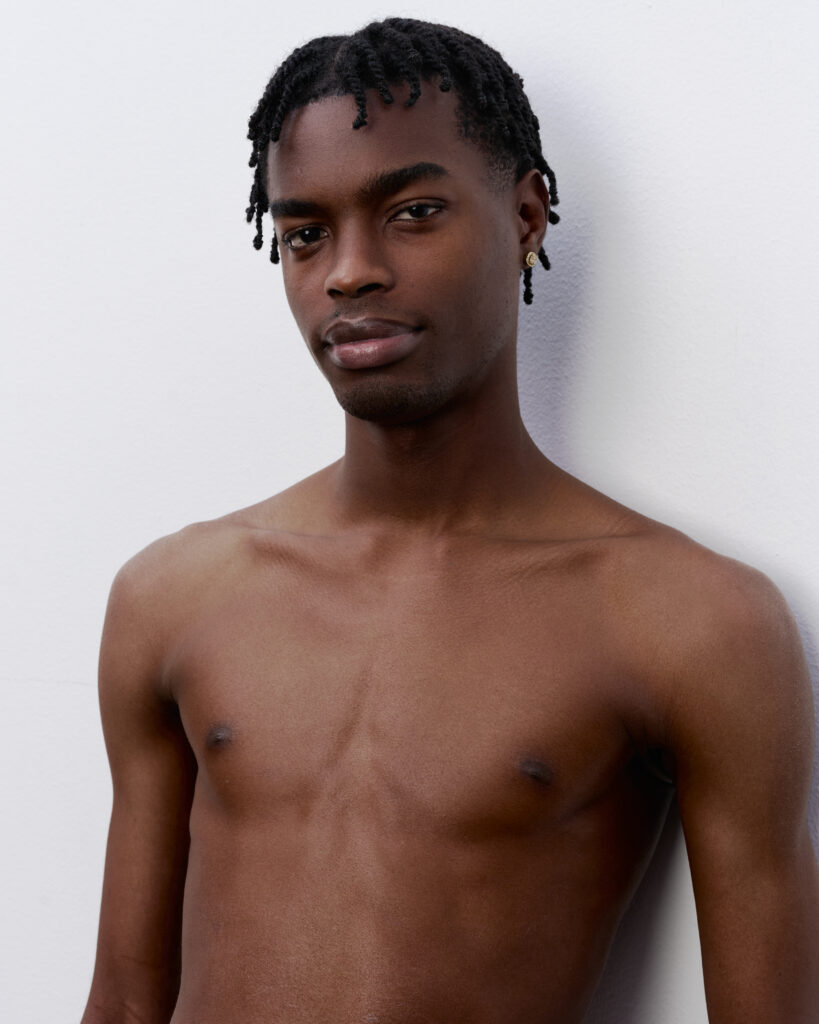 Abou, male model represented by Idée Models, Montreal modeling agency, digital shirtless