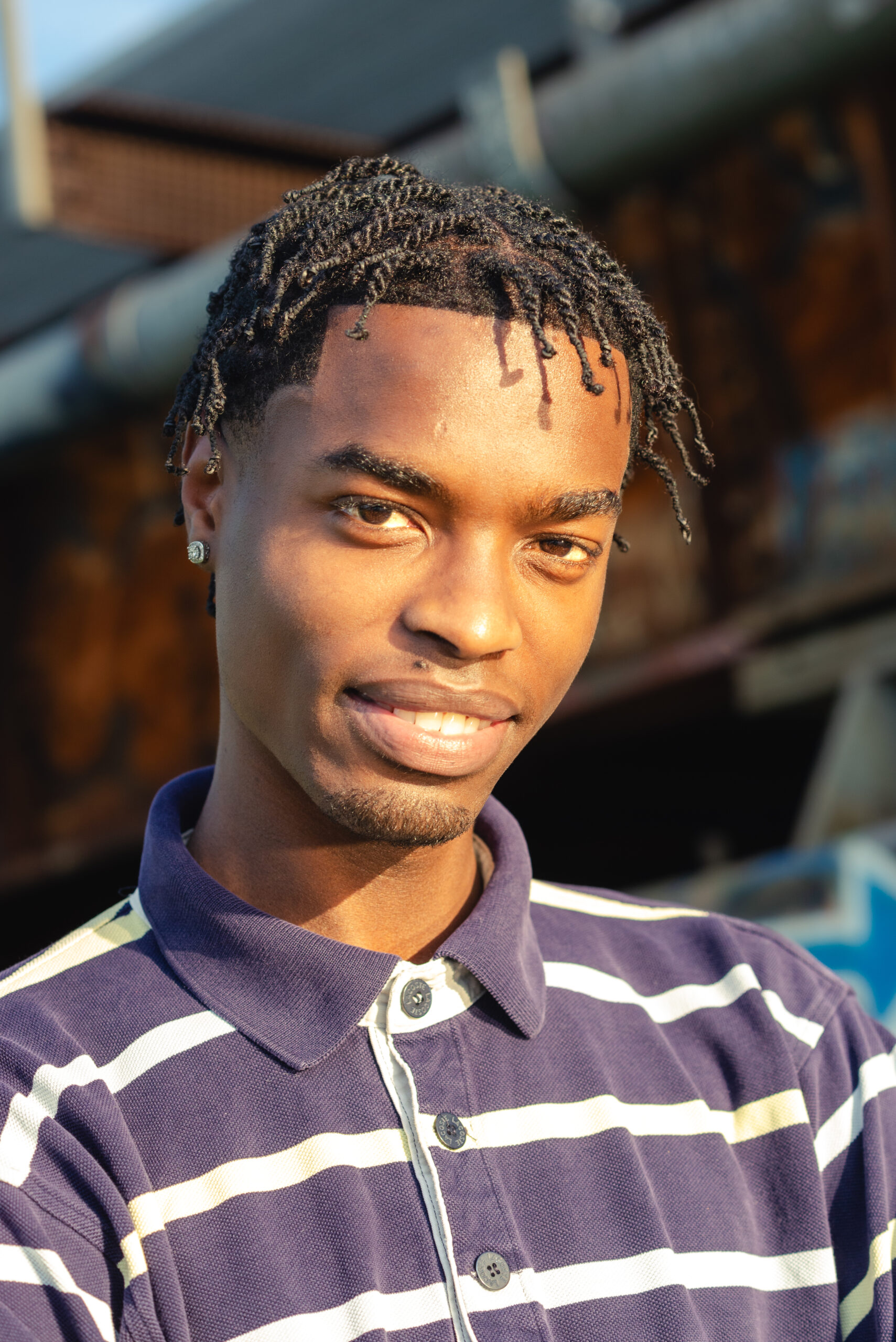Abou, male model represented by Idée Models, Montreal modeling agency, in a summer fashion test shoot