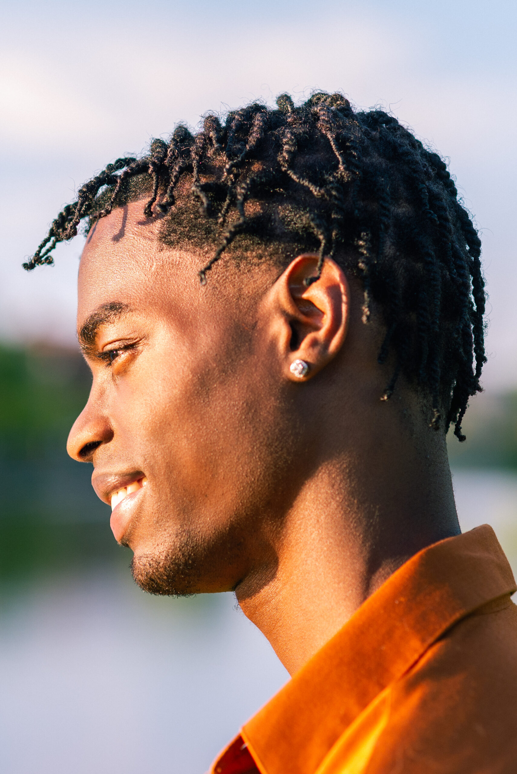 Abou, male model represented by Idée Models, Montreal modeling agency, in a summer fashion test shoot